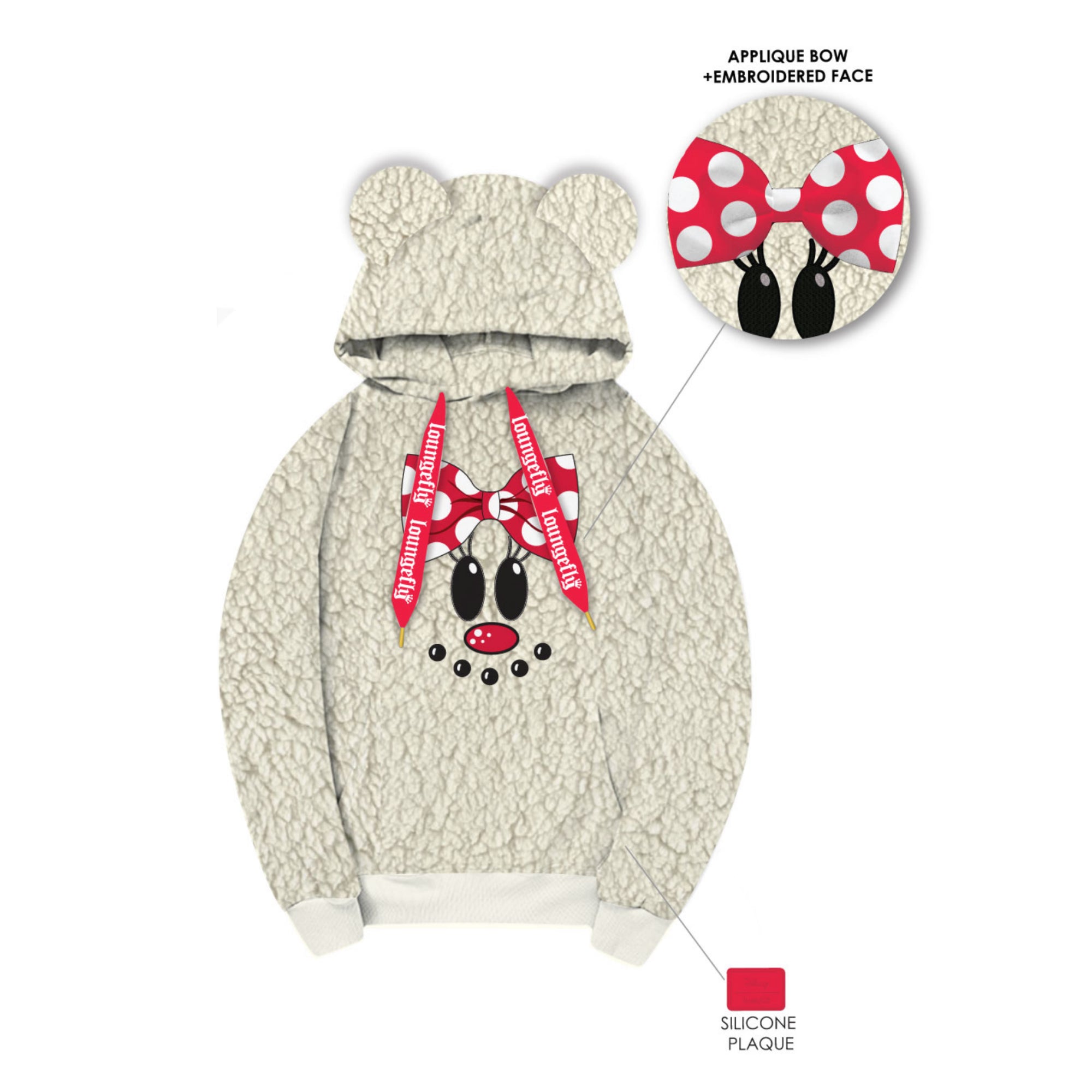 LF Disney Holiday Minnie Sherpa Hoodie With Mouse Ears