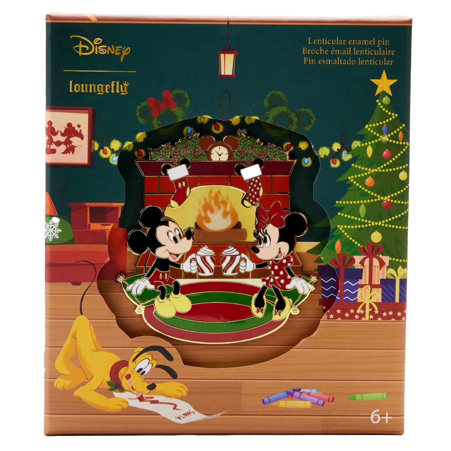 LF Disney Mickey And Minnie Fireplace Cocoa 3 Inch Collector Box Pin